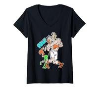 Womens Boxer Uppercut Pow! Comic Style Animation V-Neck T-Shirt