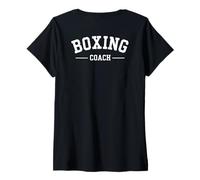 Womens Boxing Coach Back Print Fighting Training Gym V-Neck T-Shirt