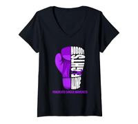 Women's Boxing Glove Nobody Fights Alone Pancreatic Cancer Awareness V-Neck T-Shirt