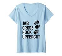 Womens Boxing Jab Cross Hook Uppercut Boxer V-Neck T-Shirt
