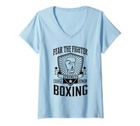 Womens Boxing Lifestyle Courage Strength Honor Boxer V-Neck T-Shirt
