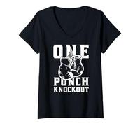 Womens Boxing Punch Knockout King of the Ring Boxing Boxer Gloves V-Neck T-Shirt