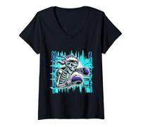 Womens Boxing Skull Champ V2 V-Neck T-Shirt