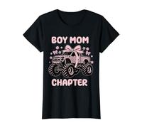 Womens Boy Mom Chapter Pink Leopard Truck Cute Mother Ribbon Bow Value Graphic T-Shirt
