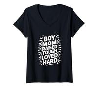 Women's Boy Mom Raised Tough Loved Hard V-Neck T-Shirt