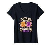 Women's Boy Peanut Butter Jelly Sandwich Kids PBJ V-Neck T-Shirt