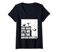 Womens Boykin Spaniel Mom Puppy Lover She Said Boykin Spaniel V-Neck T-Shirt