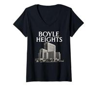 Womens Boyle Heights East LA Los Angeles City Terrace Hospital Deco V-Neck T-Shirt