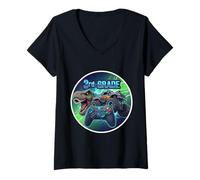 Womens Boys 3rd Grade Back To School Gaming Controller T-rex Truck V-Neck T-Shirt