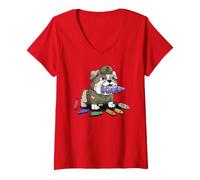 Women's Boys I'm Just Here for Crayons Protein Dog MRE Eater Soldier V-Neck T-Shirt