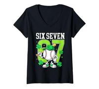 Women's Boys St Patricks Day 67 Six Seven Baseball Ice Cream Drip V-Neck T-Shirt