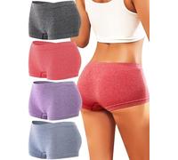 Womens Boyshorts Underwear Seamless Boxer Briefs Full Coverage Soft Stretch Boxer Shorts For Women 4 Pack, A-multicolor(4 Pack), L