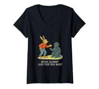 Womens Br’er Rabbit and The Tar Baby Classic American Folklore V-Neck T-Shirt