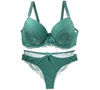 Women's Bra and Panty Set Lace Lingerie Set 2 Pieces Bra Lingerie Pushup Sexy Plus Size Underwear, Green, 34B