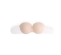 Bye Bra Glam Bra Adhesive Backless Strapless Bra Moulded Wired Cups Up to G Cup Transparent Wings Reusable Hypoallergenic Stick-On Bra for Party and Evening Wear (UK, Cup & Band, F, Standard, Beige)