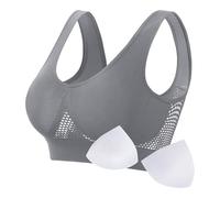 Women's Bra Comfy Sports Out Going Plus Size Ultra-Thin Full Cup Push up Seamless Bras Breathable for Yoga Running Crop Top Gray