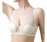Womens Bra,Jelly Bra Uk,French Plus Size Seamless Comfort Bra Wireless Support Side Coverage Pure Desire Underwear (Beige, 42)