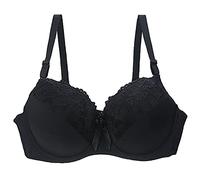 Women's Bra Minimiser Bras Push up Padded Floral Lace Full Coverage Seamless Breathable Comfy Soft Bralettes Underwire Daily Bra Vest Girl Black
