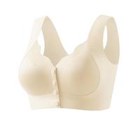 Women's Bra Seamless Push Up Ultimate Comfort Bras Wireless Front Closure Bras Yoga Bra Sports Bra High Impact Bra Front Fastening Bra Support Bra Corset Lift Up Bra Button Running Bra (Beige, L)