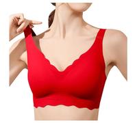 Women's Bra Without Underwire - Push Up Bralette Strong Hold Seamless Bustier with Padded and V-Neck Wireless Minimiser Bra Comfortable Sleep Bra Breathable Underwear Bra Bra