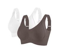 Women's Bra Without Underwire Push Up Pack of 2 Bra Large Breasts Strong Hold Bras Adjustable Bustier Comfortable Soft Seamless Non-Wired Full Cup Bras Plain V-Neck Bra for Everyday Sports, E, 4XL