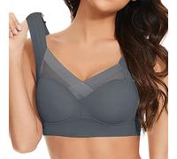 Women's Bra Without Underwire Sleep Bustier Tops Seamless Lace Bra Underwear Classic Breathable Bra V-Neck Skin-friendly Bralette Lightweight Soft Sports Bra Cotton Openwork Mesh, Dark Blue #1, 5XL