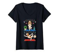 Women's Bracco Italiano Doing Yoga Inhale - exale DIGOR Funny V-Neck T-Shirt