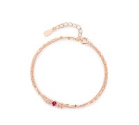 Women's Bracelet, Bracelets for Women Trendy Double Layer Chain with Corundum and Created Pink Sapphire 14K Rose Gold 18+5cm