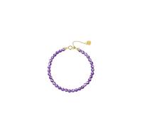 Women's Bracelet, Chain Bracelet Women with 4mm Natural Amethyst Beads 18K Yellow Gold 23cm