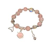 Women'S Bracelet Imitation Pendant Smooth Elastic Regular Suitable For Women'S Birthday Delicate Lightweight Wrist Bracelet Jewelry F201Wa-1A (Pink, A)