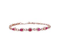 Women's Bracelet in Rose Gold 750, Elegant Drop Tears 4 Claw Bracelets 1.1 ct Laboratory Created Ruby with Diamond, as Gifts for Women, Mother, Girlfriend, Real Gold Series, Rose Gold Household