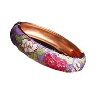 Women'S Bracelet,Multi Color Enamel Cloisonne Filigree Pretty Flower Bangles Traditional Handmade Chinese Metal Ethnic Bracelets Bangle Jewelry Accessories Gifts,Purple Reddiameter 2.36 Inch,Pupledia