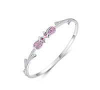 Womens Bracelet Trendy, Women's Bracelet Rose with Pink Round Shape Lab Created Ruby 9K White Gold 18cm