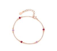 Womens Bracelet, Women Bracelets with Created Pink Sapphire and Created Ruby 14K Rose Gold 16+5cm
