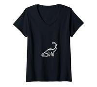 Women's Brachiosaurus Giant Dinosaur Science Graphic V-Neck T-Shirt