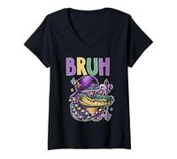 Womens BRAH Mardi Gras Alligator V-Neck T-Shirt