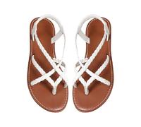 Womens Braided Strappy Flat Sandals Bohemian Elastic Summer Shoes