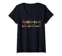 Womens Braille-iant Braille Alphabets Visually Impaired Blind Pride V-Neck T-Shirt