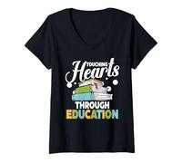 Womens Braille Teacher & Braille School for Blindness Awareness V-Neck T-Shirt