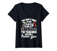 Womens Braille Teacher Special Ed Squad Open Mind TVI Teacher V-Neck T-Shirt