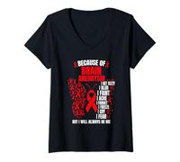 Womens Brain Aneurysm Awareness Survivor V-Neck T-Shirt
