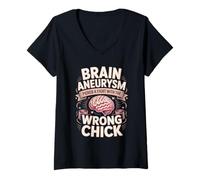 Women's Brain Aneurysm Picked A Fight with The Wrong Chick V-Neck T-Shirt