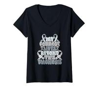 Women's Brain Cancer Awareness Brain Tumor V-Neck T-Shirt