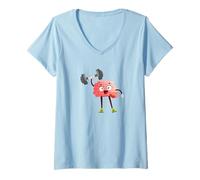 Women's Brain Learning Mental Load Smart Brain Lifting Weight V-Neck T-Shirt