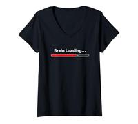 Women's Brain Loading Funny Morning Motivation Quotes Thinking Meme V-Neck T-Shirt