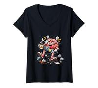 Women's Brain Overload Programmer Burnout Funny V-Neck T-Shirt