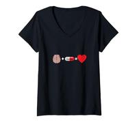 Women's Brain Plus Placebo Equals Love V-Neck T-Shirt