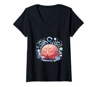 Women's Brain Reset Mode Funny Thinking V-Neck T-Shirt