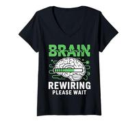 Womens Brain Rewiring TBI Survivor Recovery Anoxic Brain Injury V-Neck T-Shirt