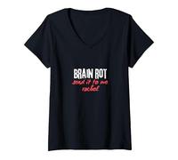 Women's Brain Rot - Send It to Me Rachel V-Neck T-Shirt, Black, Small
